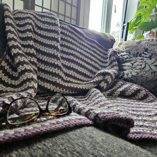 Lavender Mist FREE Crochet Throw Pattern: Easy Textured Stripes in Soothing Mauve and Gray
