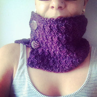 Purple ACCROchet cowl crochet.