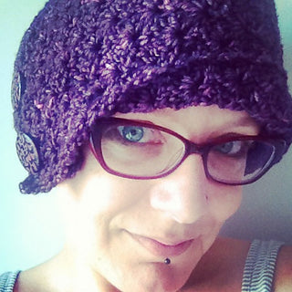 Purple ACCROchet hat.
