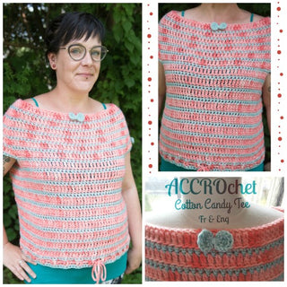 Cotton-Candy Crochet t-shirt parttern montage.