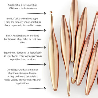 Furls Crochet Hook Metal Streamline Features sheet.