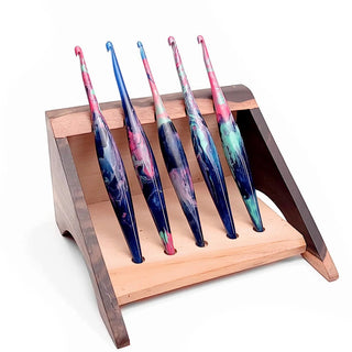 Furls Streamline Swirl Supernova 5 hooks on Furls Wood Stand.