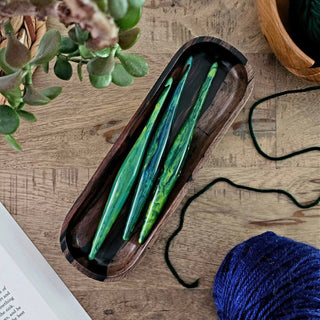 Furls Streamline Virgo Hooks in wooden tray flatlay.