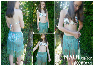 Maui swimsuit cover crochet pattern montage.