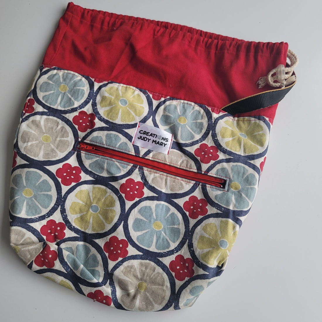 Colourful project bag with citrus flowers