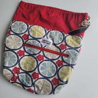 Colourful project bag with citrus flowers