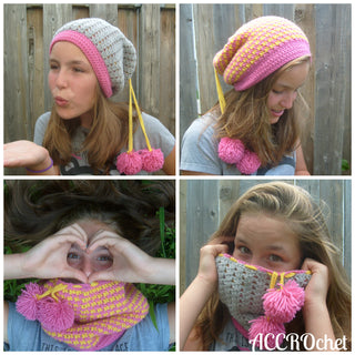 Quatre-Crochet Hat Pattern 4 photo montage.