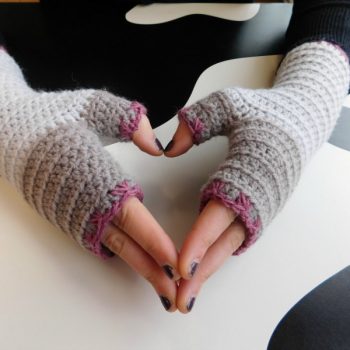 Atelier crochet fingerless mittens.