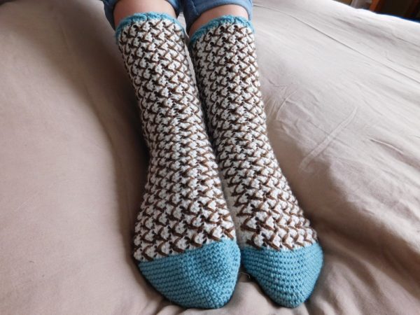 Mint Chocolate Chip Crochet Socks.