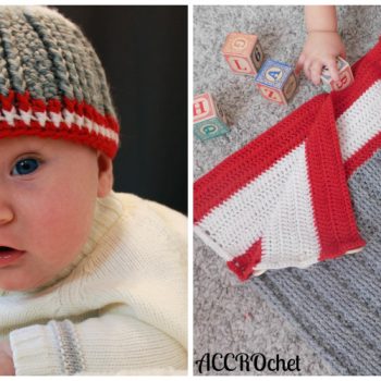 Baby at work crochet hat and sleeping bag.