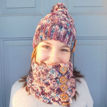 Young woman wearing crochet accessories.