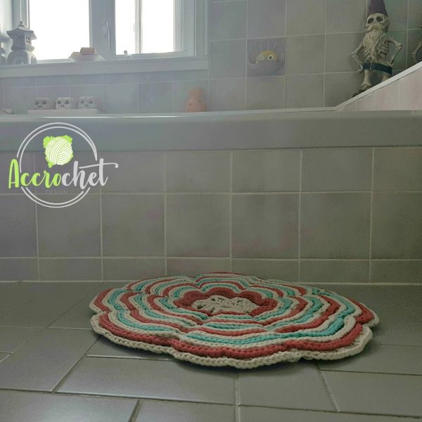 Flower Power crochet bath rug pattern by ACCROchet montage