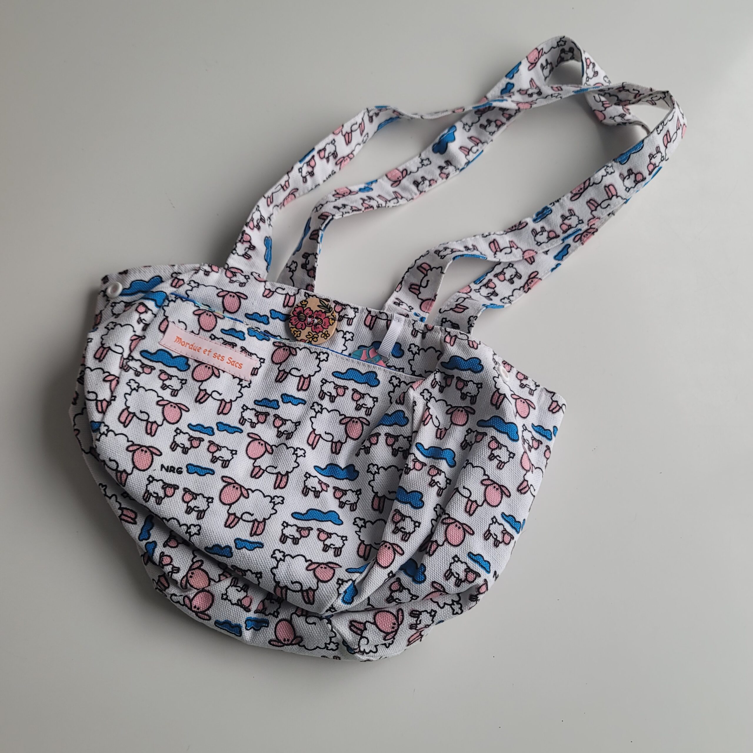 Extra-small project bag - White with sheep - ACCROchet