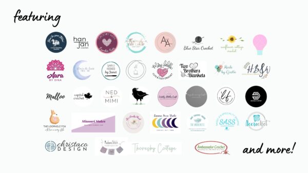 Graphic showing the logos of the crochet designers participating in the winter bundle