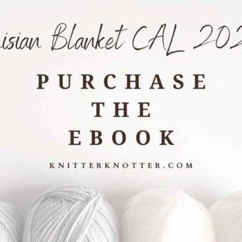 Button graphic for Knitter Knotter's 2023 Tunisian crochet Blanket CAL ebook